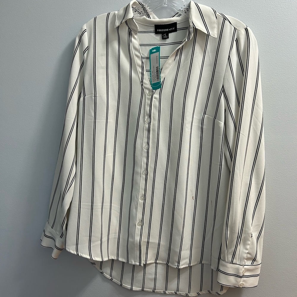 Black and White Striped Blouse